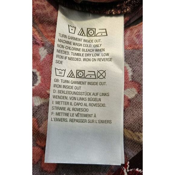 Susan Graver Top Womens 3X Purple Floral Long Sleeve Ruffle Keyhole Tie Neck - Picture 11 of 12